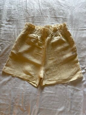 H&M Pale Yellow Smocked Waist Summer Shorts